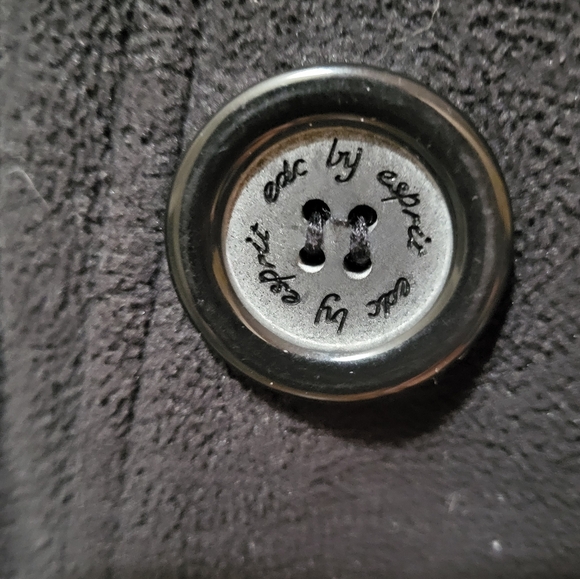 Esprit EDC Y2k Size M FLEECE Double Breasted Pea Coat high button Lapel black - Picture 4 of 15